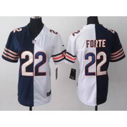 [Split] FORTE Chicago #22 Womens Football Jersey - Matt Forte Womens Football Jersey (Navy Blue-White)_Free Shipping