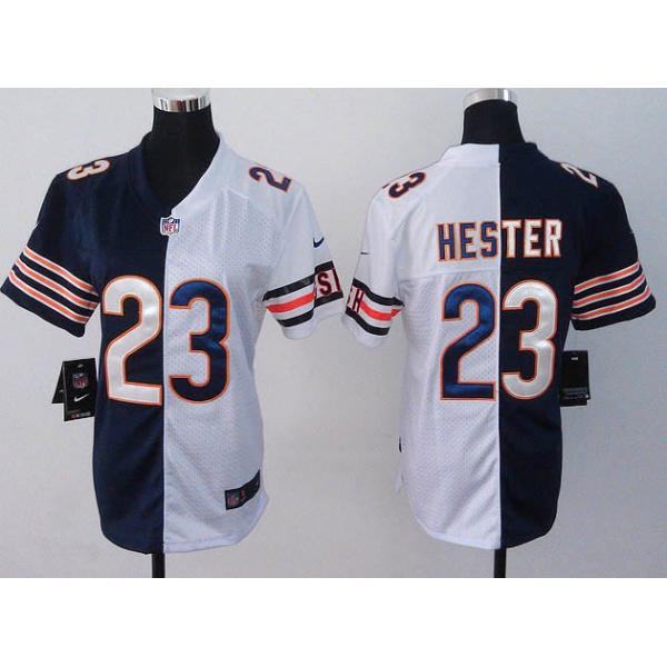 [Split] HESTER Chicago #23 Womens Football Jersey - Devin Hester Womens Football Jersey (Navy Blue-White)_Free Shipping