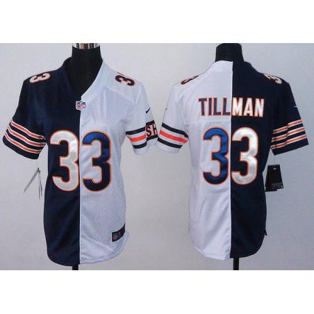 [Split] TILLMAN Chicago #33 Womens Football Jersey - Charles Tillman Womens Football Jersey (Navy Blue-White)_Free Shipping