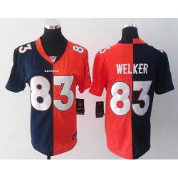 [Split] WELKER Denver #83 Womens Football Jersey - Wes Welker Womens Football Jersey (Blue-Orange)_Free Shipping