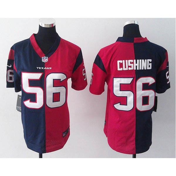 [Split] CUSHING Houston #56 Womens Football Jersey - Brian Cushing Womens Football Jersey (Blue-Red)_Free Shipping