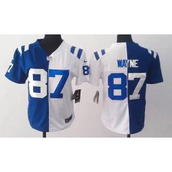 [Split] WAYNE Indianapolis #87 Womens Football Jersey - Reggie Wayne Womens Football Jersey (Blue-White)_Free Shipping