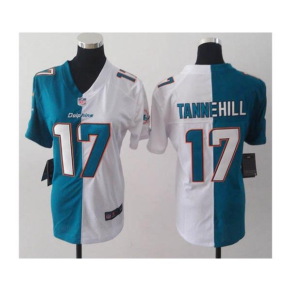 [Split] TANNEHILL Miami #17 Womens Football Jersey - Ryan Tannehill Womens Football Jersey (Green-White)_Free Shipping