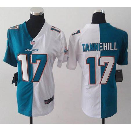 [Split] TANNEHILL Miami #17 Womens Football Jersey - Ryan Tannehill Womens Football Jersey (Green-White)_Free Shipping