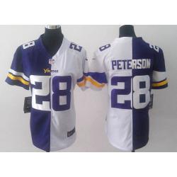 [Split] PETERSON Minnesota #28 Womens Football Jersey - Adrian Peterson Womens Football Jersey (Purple-White)_Free Shipping