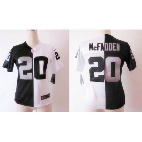 [Split] MCFADDEN Oakland #20 Womens Football Jersey - Darren McFadden Womens Football Jersey (Blue-White)_Free Shipping