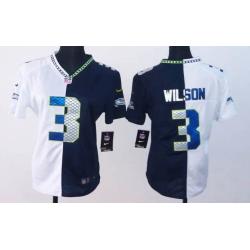 [Split] WILSON Seattle #3 Womens Football Jersey - Russell Wilson Womens Football Jersey (White-Blue)_Free Shipping