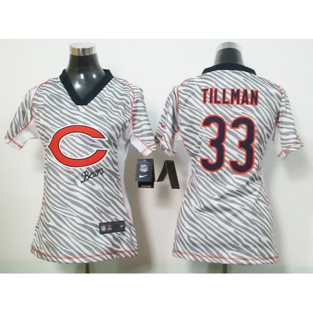 [Zebra Fashion] TILLMAN Chicago #33 Womens Football Jersey - Charles Tillman Womens Football Jersey_Free Shipping