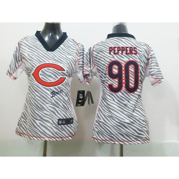 [Zebra Fashion] PEPPERS Chicago #90 Womens Football Jersey - Julius Peppers Womens Football Jersey_Free Shipping