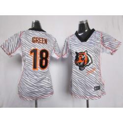 [Zebra Fashion] GREEN Cincinnati #18 Womens Football Jersey - A.J. Green Womens Football Jersey_Free Shipping