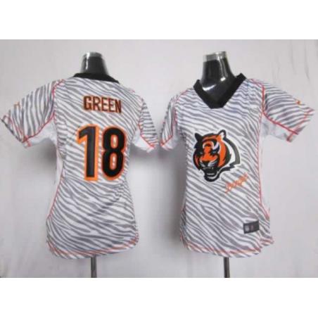 [Zebra Fashion] GREEN Cincinnati #18 Womens Football Jersey - A.J. Green Womens Football Jersey_Free Shipping