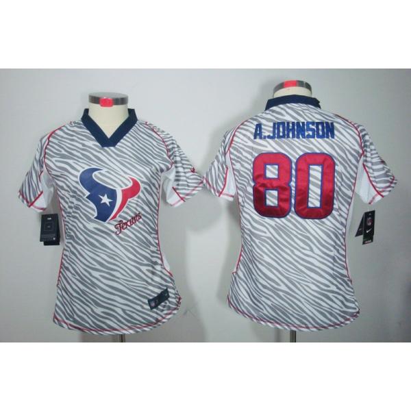 [Zebra Fashion] JOHNSON Houston #80 Womens Football Jersey - Andre Johnson Womens Football Jersey_Free Shipping