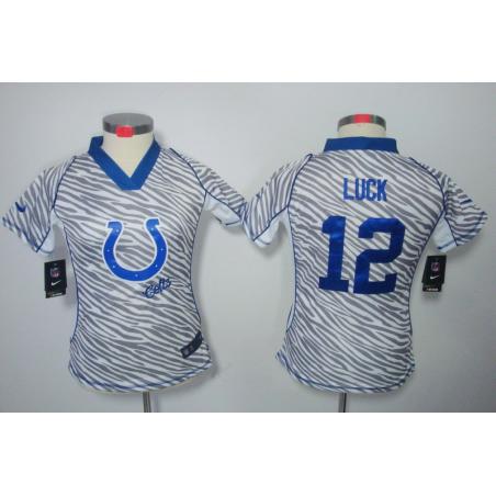 [Zebra Fashion] LUCK Indianapolis #12 Womens Football Jersey - Andrew Luck Womens Football Jersey_Free Shipping