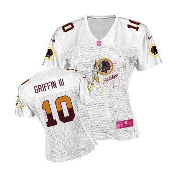 [FEM FAN II]GRIFFIN III Washington #10 Womens Football Jersey - Robert Griffin III/RG3 Womens Football Jersey (White)