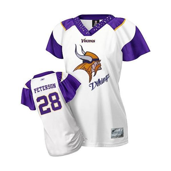 [Field Flirt Fashion II]PETERSON Minnesota #28 Womens Football Jersey - Adrian Peterson Womens Football Jersey (White)