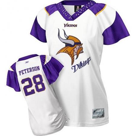 [Field Flirt Fashion II]PETERSON Minnesota #28 Womens Football Jersey - Adrian Peterson Womens Football Jersey (White)