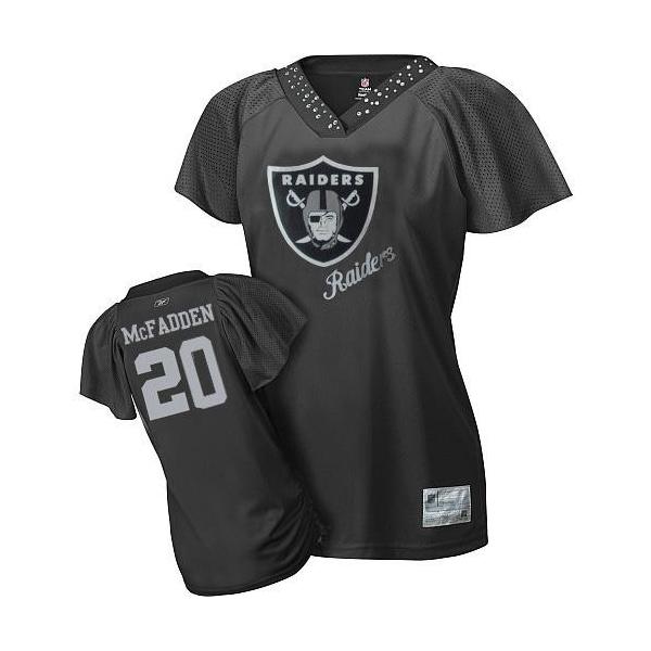 [Field Flirt Fashion II]MCFADDEN Oakland #20 Womens Football Jersey - Darren McFadden Womens Football Jersey (Black)