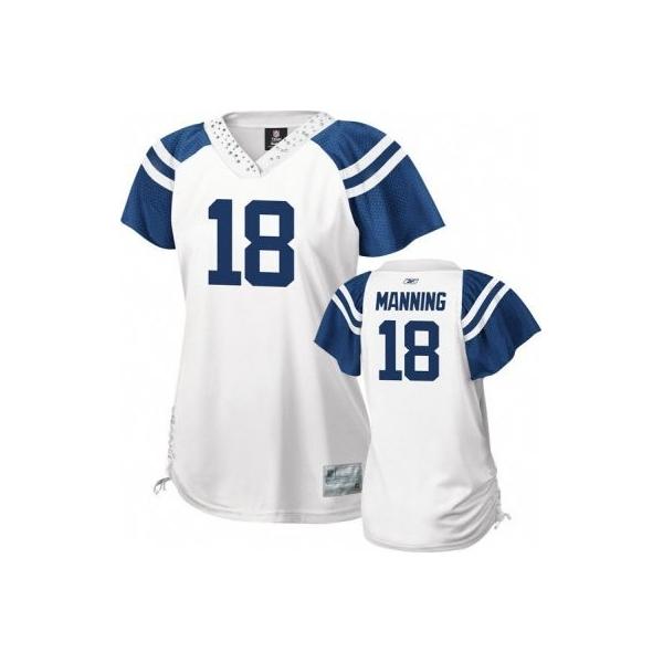 [Field Flirt Fashion I]MANNING Indianapolis #18 Womens Football Jersey - Peyton Manning Womens Football Jersey (White)