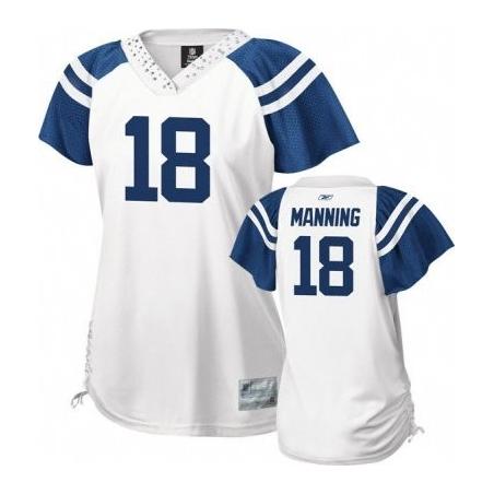 [Field Flirt Fashion I]MANNING Indianapolis #18 Womens Football Jersey - Peyton Manning Womens Football Jersey (White)