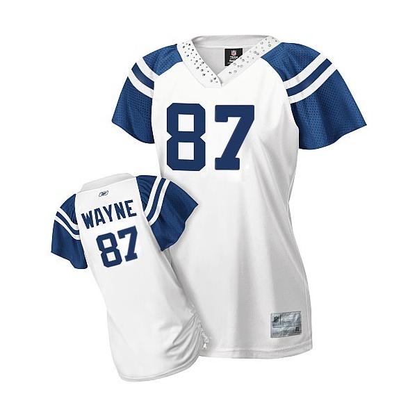 [Field Flirt Fashion I]WAYNE Indianapolis #87 Womens Football Jersey - Reggie Wayne Womens Football Jersey (White)