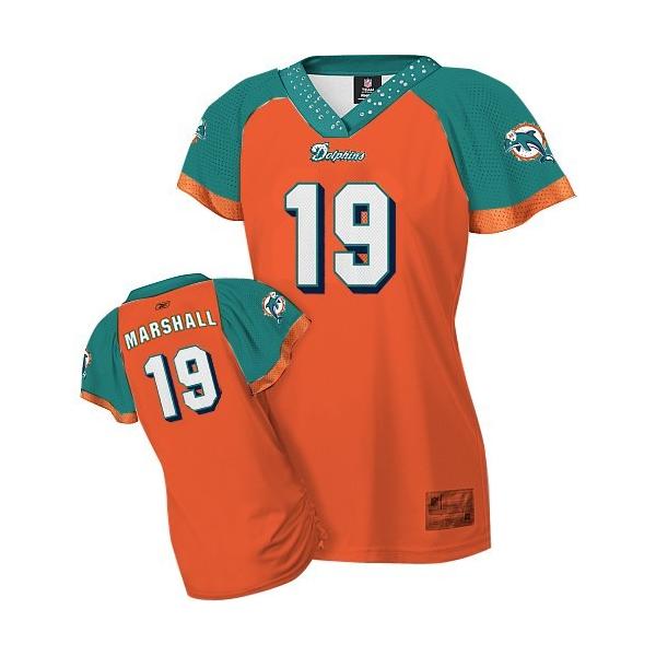 [Field Flirt Fashion I]MARSHALL Miami #19 Womens Football Jersey - Brandon Marshall Womens Football Jersey (Orange)