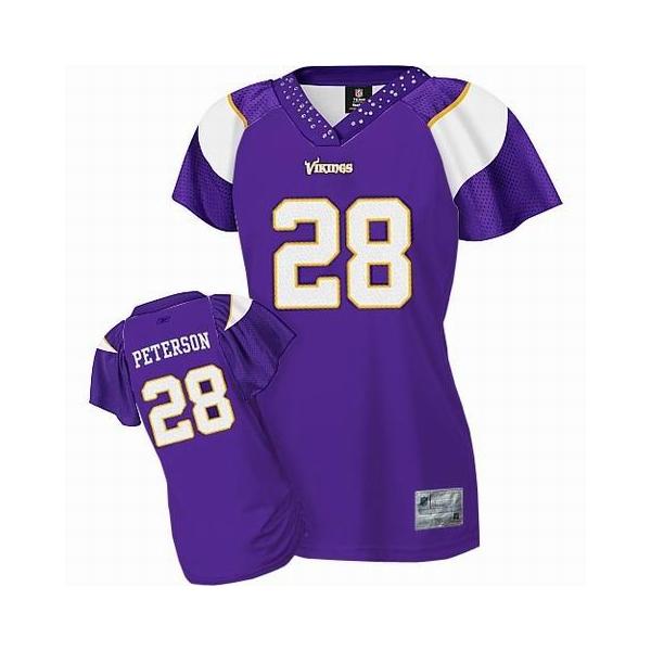 [Field Flirt Fashion I]PETERSON Minnesota #28 Womens Football Jersey - Adrian Peterson Womens Football Jersey (Purple)