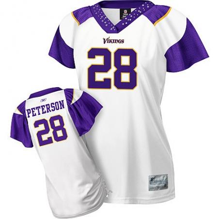 [Field Flirt Fashion I]PETERSON Minnesota #28 Womens Football Jersey - Adrian Peterson Womens Football Jersey (White)