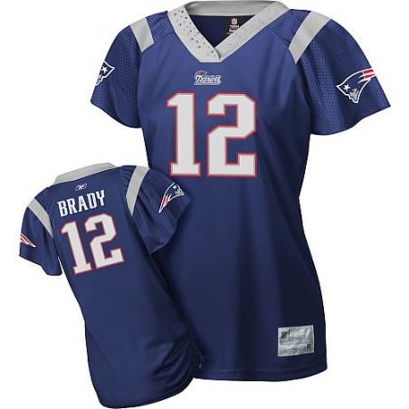 [Field Flirt Fashion I]BRADY New England #12 Womens Football Jersey - Tom Brady Womens Football Jersey (Dark Blue)