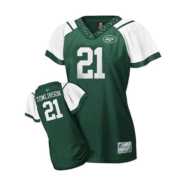 [Field Flirt Fashion I]TOMLINSON NY-Jet #21 Womens Football Jersey - LaDainian Tomlinson Womens Football Jersey (Green)