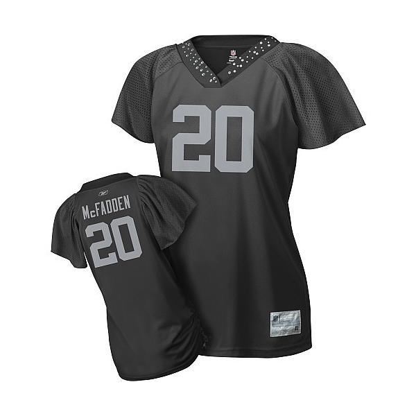 [Field Flirt Fashion I]MCFADDEN Oakland #20 Womens Football Jersey - Darren McFadden Womens Football Jersey (Black)