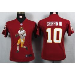 [Portrait Fashion]GRIFFIN III Washington #10 Womens Football Jersey - Robert Griffin III/RG3 Womens Football Jersey (Red)