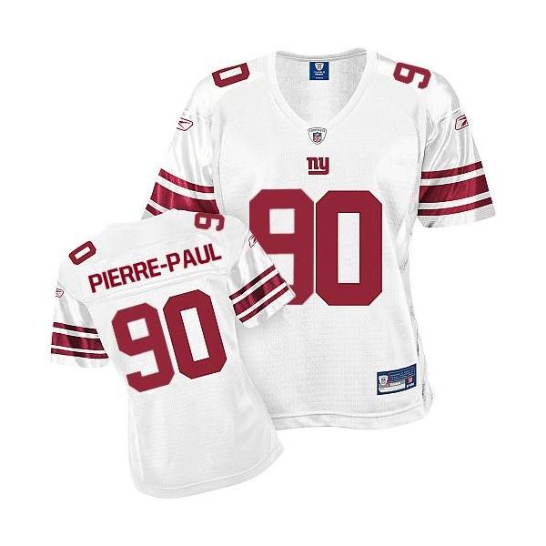 [Rbk Team Jersey]PIERRE-PAUL NY-Giant #90 Womens Football Jersey - Jason Pierre-Paul Womens Football Jersey (White)