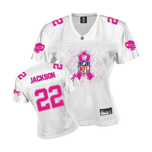 [Rbk,Breast Cancer Awareness]JACKSON Buffalo #22 Womens Football Jersey - Fred Jackson Womens Football Jersey (White)