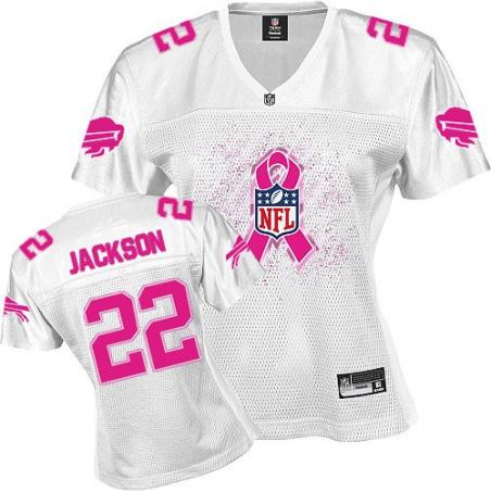 [Rbk,Breast Cancer Awareness]JACKSON Buffalo #22 Womens Football Jersey - Fred Jackson Womens Football Jersey (White)