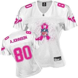 [Rbk,Breast Cancer Awareness]JOHNSON Houston #80 Womens Football Jersey - Andre Johnson Womens Football Jersey (White)