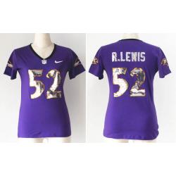 [Handwork Sequin Lettering]LEWIS Baltimore #52 Womens Football Jersey - Ray Lewis Womens Football Jersey (Purple)