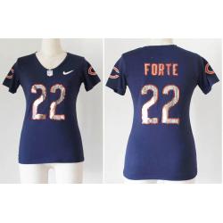 [Handwork Sequin Lettering]FORTE Chicago #22 Womens Football Jersey - Matt Forte Womens Football Jersey (Blue)