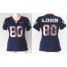 [Handwork Sequin Lettering]JOHNSON Houston #80 Womens Football Jersey - Andre Johnson Womens Football Jersey (Blue)