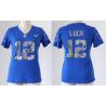 [Handwork Sequin Lettering]LUCK Indianapolis #12 Womens Football Jersey - Andrew Luck Womens Football Jersey (Blue)