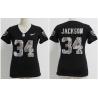 [Handwork Sequin Lettering]JACKSON Oakland #34 Womens Football Jersey - Bo Jackson Womens Football Jersey (Black)