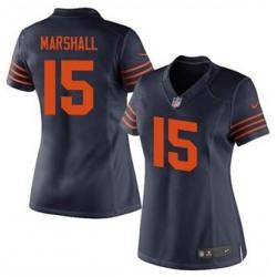 [Limited]MARSHALL Chicago #15 Womens Football Jersey - Brandon Marshall Womens Football Jersey (Blue Orange Number)