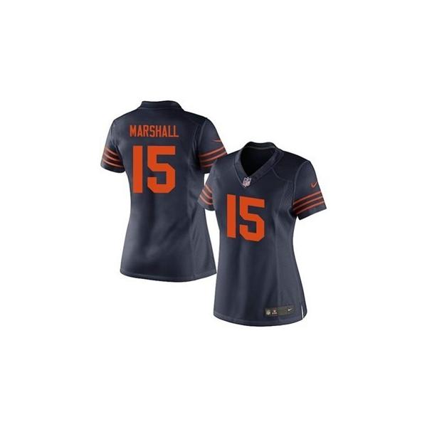 [Limited]MARSHALL Chicago #15 Womens Football Jersey - Brandon Marshall Womens Football Jersey (Blue Orange Number)