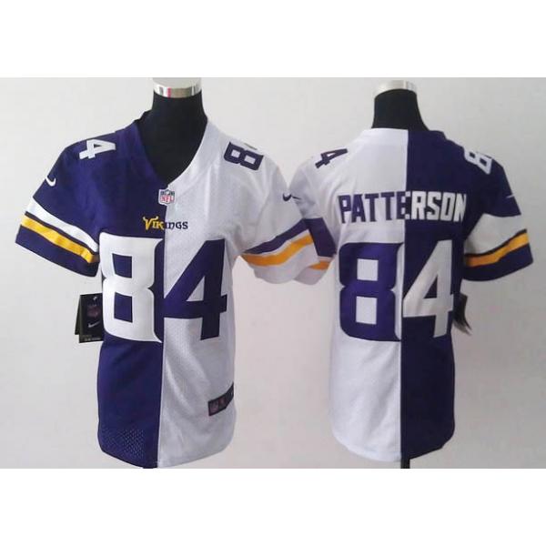 [Split]PATTERSON Minnesota #84 Womens Football Jersey - Cordarrelle Patterson Womens Football Jersey (Purple-White)