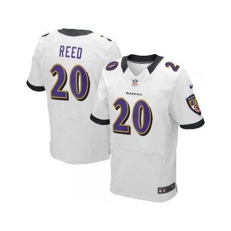 [Elite] Ed Reed Football Jersey -Baltimore #20 Football Jersey(White)