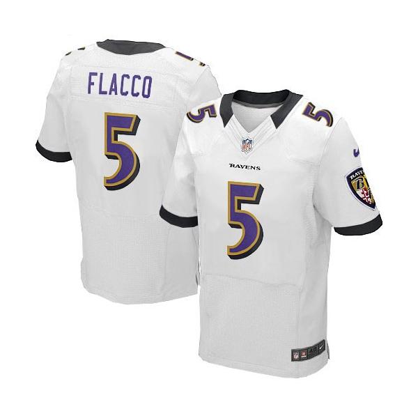 [Elite] Joe Flacco Football Jersey -Baltimore #5 Football Jersey(White)