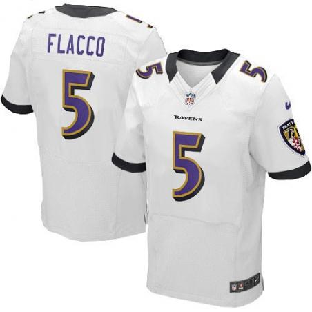 [Elite] Joe Flacco Football Jersey -Baltimore #5 Football Jersey(White)