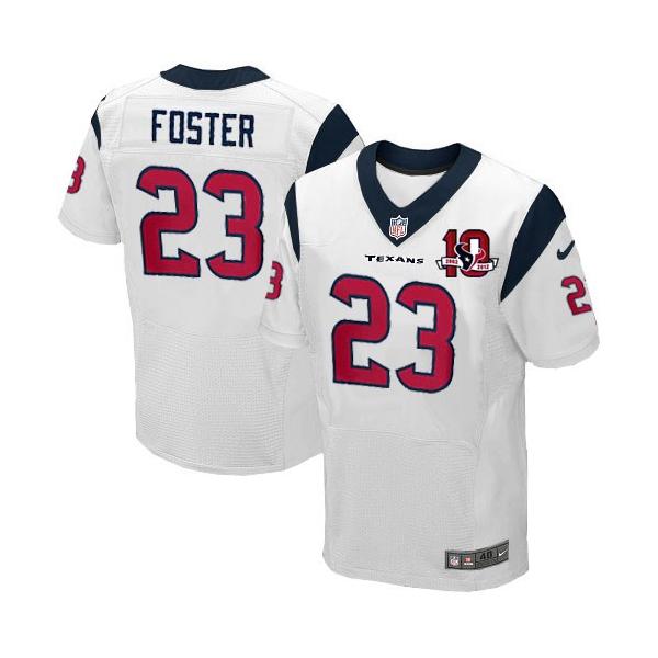 [Elite] Arian Foster Football Jersey -Houston #23 Football Jersey(White 10 Anniversary)