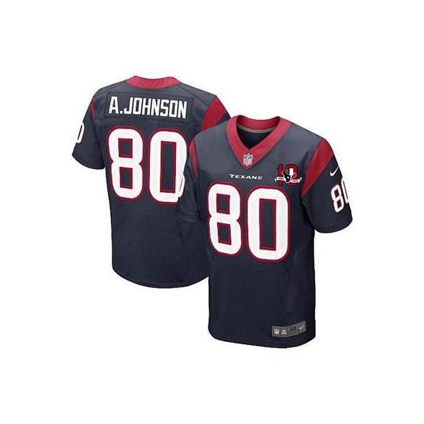 [Elite] Andre Johnson Football Jersey -Houston #80 Football Jersey(Blue 10 Anniversary)