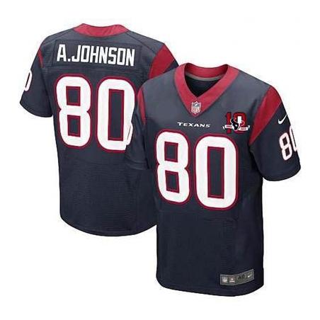 [Elite] Andre Johnson Football Jersey -Houston #80 Football Jersey(Blue 10 Anniversary)