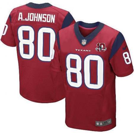 [Elite] Andre Johnson Football Jersey -Houston #80 Football Jersey(Red 10 Anniversary)